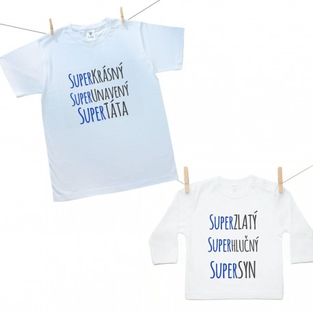 Rodinná sada (tričko s dlouhým rukávem) Rodinná sada Super táta, super syn Rodinná sada (tričko s dlouhým rukávem) Rodinná sada Super táta, super syn