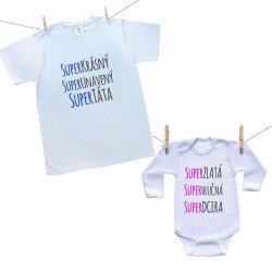 Rodinná sada (body s dlouhým rukávem) Rodinná sada Super táta, super dcera