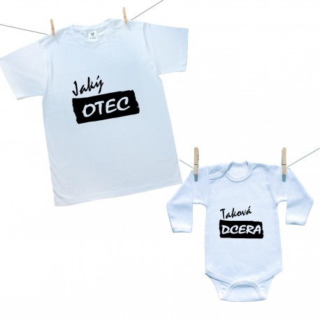 Rodinná sada (body s dlouhým rukávem) Jaký otec taková dcera
