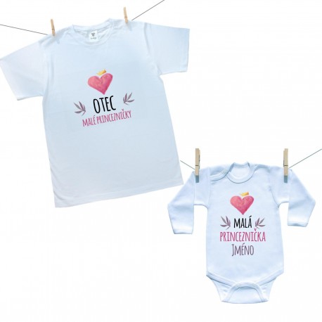 Rodinná sada (body s dlouhým rukávem) Otec a malá princeznička se jménem Rodinná sada (body s dlouhým rukávem) Otec a malá princeznička se jménem
