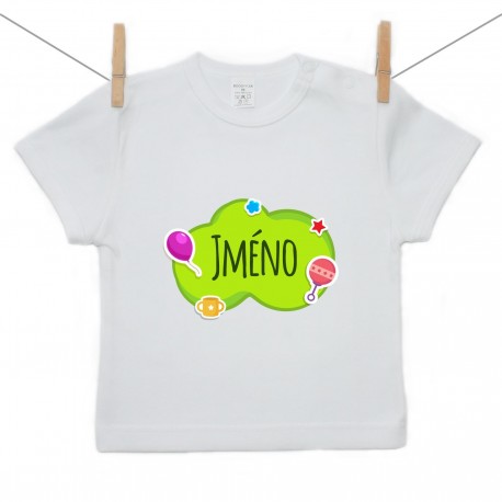 Tričko s krátkým rukávem Zelená bublina se jménem dítěte
