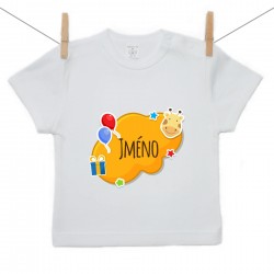 Tričko s krátkým rukávem Oranžová bublina se jménem dítěte