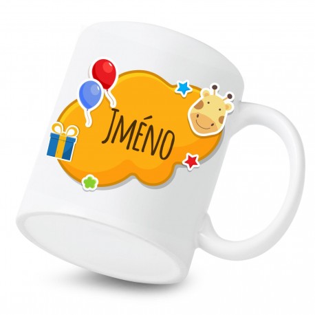 Keramický hrnek Oranžová bublina se jménem dítěte