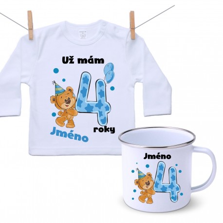 Sada Mám 4 roky s Medvídkem a jménem dítěte Chlapec