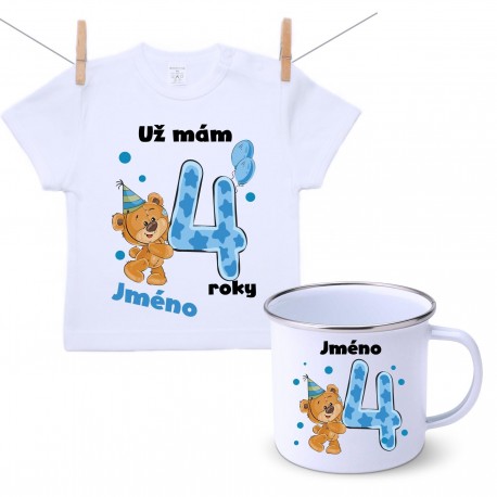 Sada Mám 4 roky s Medvídkem a jménem dítěte Chlapec