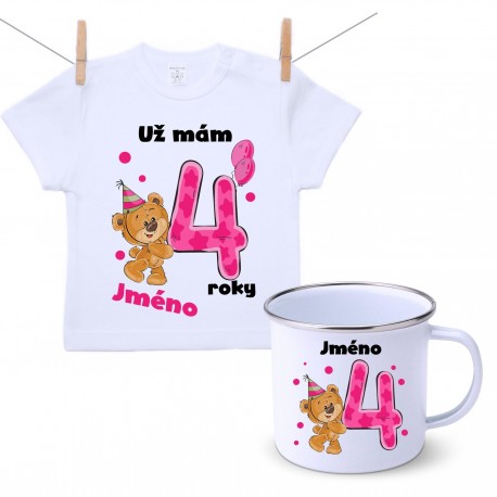 Sada Mám 4 roky s Medvídkem a jménem dítěte Dívka