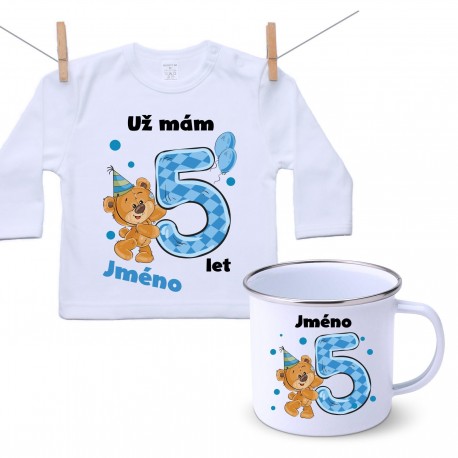 Sada Mám 5 let s Medvídkem a jménem dítěte Chlapec