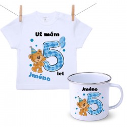 Sada Mám 5 let s Medvídkem a jménem dítěte Chlapec