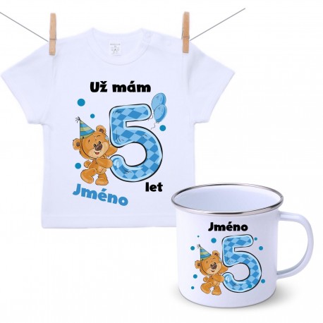 Sada Mám 5 let s Medvídkem a jménem dítěte Chlapec