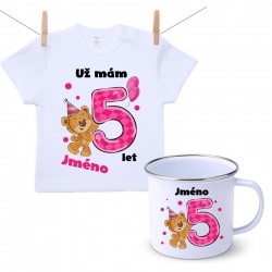 Sada Mám 5 let s Medvídkem a jménem dítěte Dívka