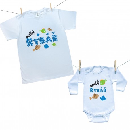 Rodinná sada (body s dlouhým rukávem) Velký a malý rybář