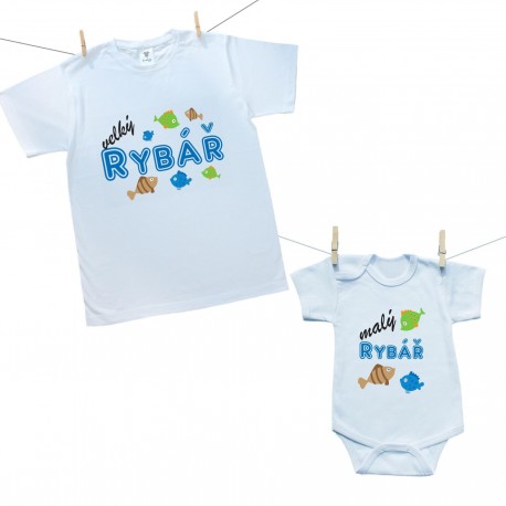 Rodinná sada (body s krátkým rukávem) Velký a malý rybář