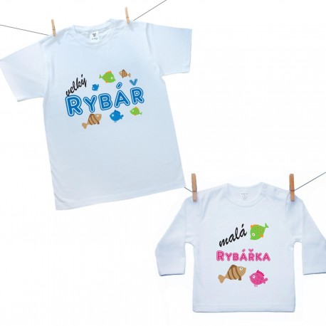 Rodinná sada (tričko s dlouhým rukávem) Velký rybář a malá rybářka