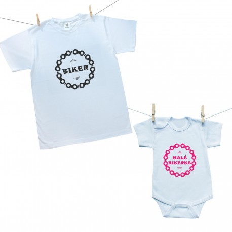Rodinná sada (body s krátkým rukávem) Biker (otec a dcera)