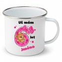 Smaltovaný hrnek Už mám 6 let s Medvídkem a jménem dítěte Dívka