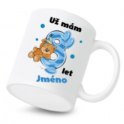 Keramický hrnek Už mám 8 let s Medvídkem a jménem dítěte Chlapec