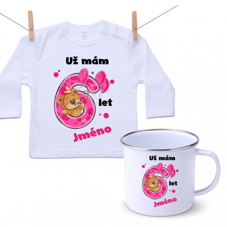 Sada Už mám 6 let s Medvídkem a jménem dítěte Dívka