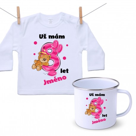 Sada Už mám 8 let s Medvídkem a jménem dítěte Dívka