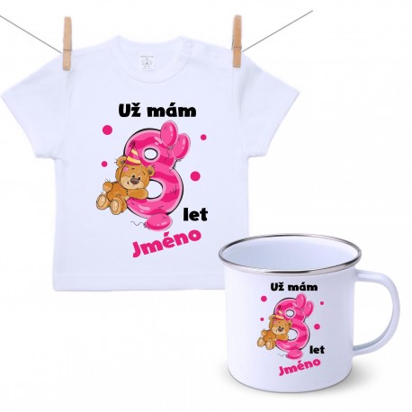 Sada Už mám 8 let s Medvídkem a jménem dítěte Dívka