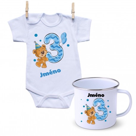 Sada Sada 3 roky s Medvídkem a jménem dítěte Chlapec