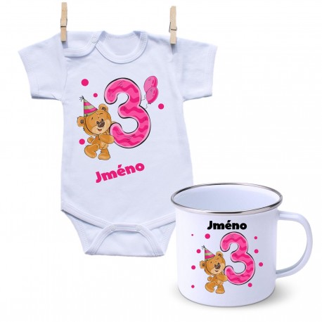Sada Sada 3 roky s Medvídkem a jménem dítěte Dívka