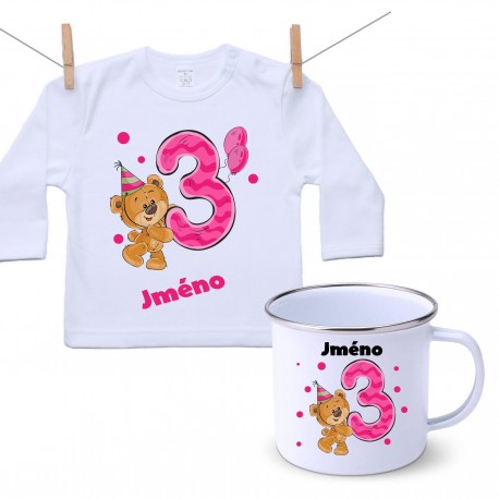 Sada Sada 3 roky s Medvídkem a jménem dítěte Dívka