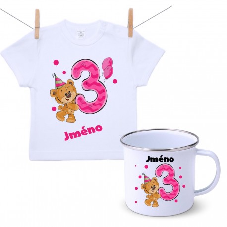 Sada Sada 3 roky s Medvídkem a jménem dítěte Dívka