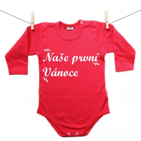 Červené body s dlouhým rukávem Naše první Vánoce