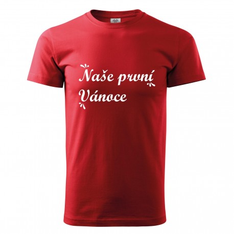 Červené pánské triko Naše první Vánoce Červené pánské triko Naše první Vánoce