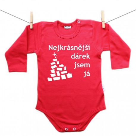 Červené body s dlouhým rukávem Nejkrásnější dárek jsem já