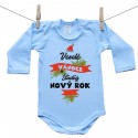 Modré body s dlouhým rukávem Veselé Vánoce a Šťastný Nový rok