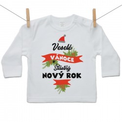Tričko s dlouhým rukávem Veselé Vánoce a Šťastný Nový rok