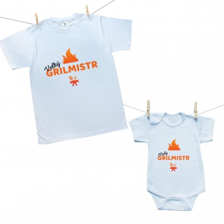 Rodinná sada (body s krátkým rukávem) Velký a malý grilmistr