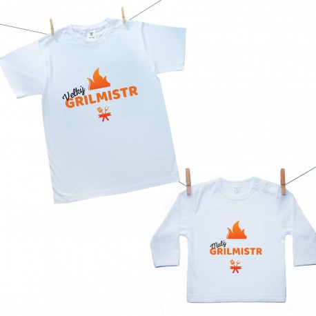 Rodinná sada (tričko s dlouhým rukávem) Velký a malý grilmistr