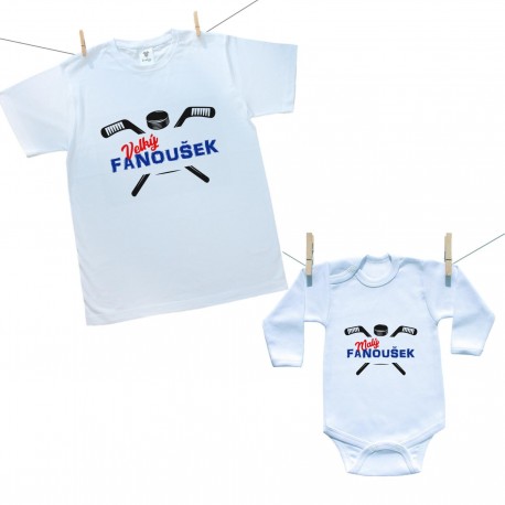 Rodinná sada (body s dlouhým rukávem) Malý a velký fanoušek