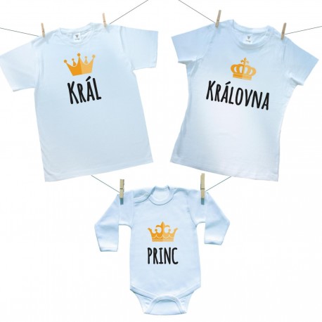Rodinná sada (body s dlouhým rukávem) Rodinná sada Král, Královná, Princ