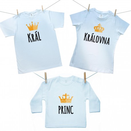 Rodinná sada (tričko s dlouhým rukávem) Rodinná sada Král, Královná, Princ