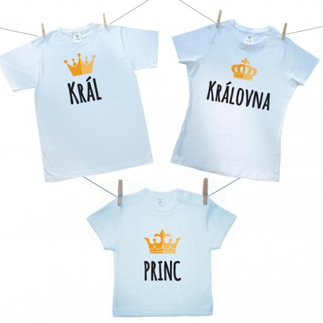 Rodinná sada (tričko s krátkým rukávem) Rodinná sada Král, Královná, Princ Rodinná sada (tričko s krátkým rukávem) Rodinná sada Král, Královná, Princ