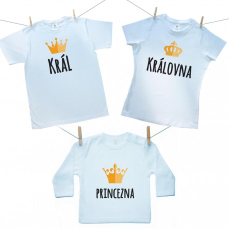 Rodinná sada (tričko s dlouhým rukávem) Rodinná sada Král, Královná, Princezna
