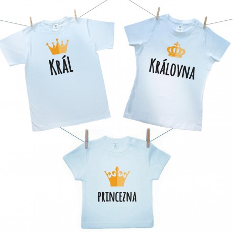 Rodinná sada (tričko s krátkým rukávem) Rodinná sada Král, Královná, Princezna