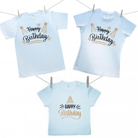 Rodinná sada (tričko s krátkým rukávem) Happy birthday