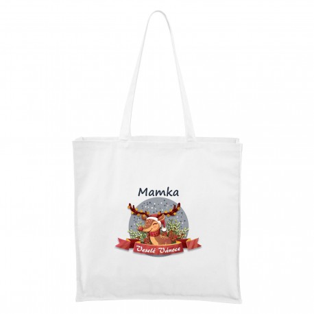 Bílá Maxi taška Veselé Vánoce se sobíkem Mamka