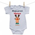 Body s krátkým rukávem Moje první Vánoce se sobíkem a jménem dítěte