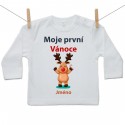 Tričko s dlouhým rukávem Moje první Vánoce se sobíkem a jménem dítěte