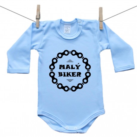 Modré body s dlouhým rukávem Malý biker