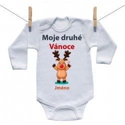 Body s dlouhým rukávem Moje druhé Vánoce se sobíkem a jménem dítěte