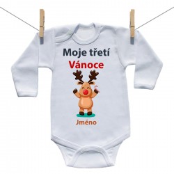 Body s dlouhým rukávem Moje třetí Vánoce se sobíkem a jménem dítěte