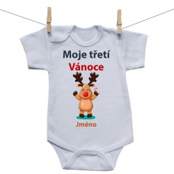Body s krátkým rukávem Moje třetí Vánoce se sobíkem a jménem dítěte