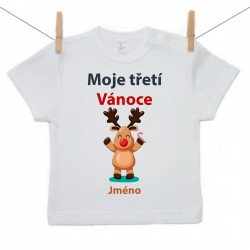 Tričko s krátkým rukávem Moje třetí Vánoce se sobíkem a jménem dítěte
