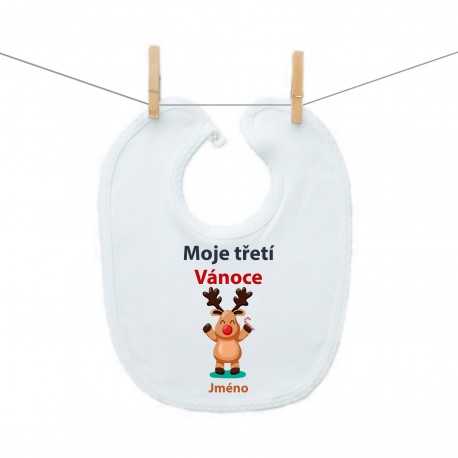 Bryndáček na zapínání Moje třetí Vánoce se sobíkem a jménem dítěte